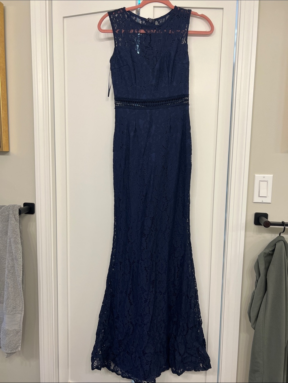 Lulu's Navy Lace Maxi Dress - Sleeveless Formal Gown